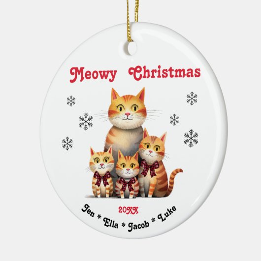 マイオウィー独身のクリスマス母猫ファミリー セラミックオーナメント (左)