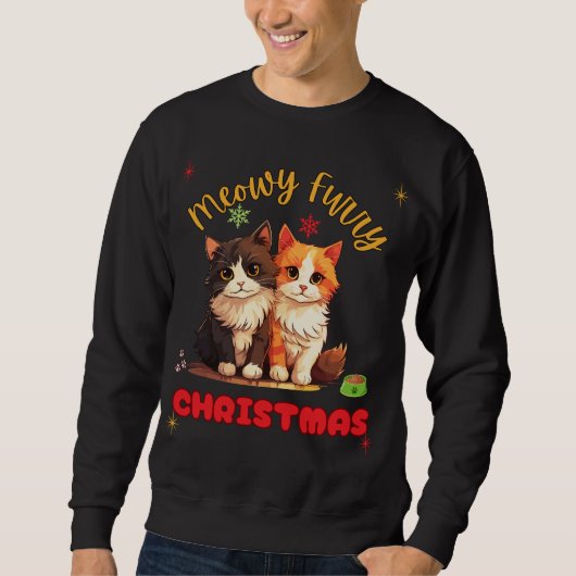 マイオウィー猫クリスマスペット好き スウェットシャツ (正面)