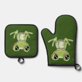 マイオスターグリーンフロッグフレンドセルツァークーラーボックス 鍋つかみ&鍋敷きセット (正面)