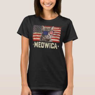 マイオヴィカ猫7月4日アメリカ愛国運動 Tシャツ