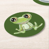 マイオールグリーンフロッグフレンドラウンド紙コースター ラウンドペーパーコースター (アングル)