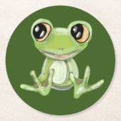 マイオールグリーンフロッグフレンドラウンド紙コースター ラウンドペーパーコースター (正面)