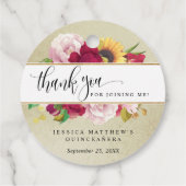 マイカインレッド、金ゴールドとイエローフローラ、メッセージカード フェイバータグ (裏面)