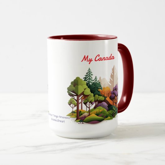 マイカナダレッドとグリーン自然 マグカップ (正面右)