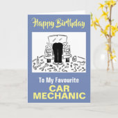 マイカーお気に入りの整備士-ハッピーバースデー カード (黄色い花)