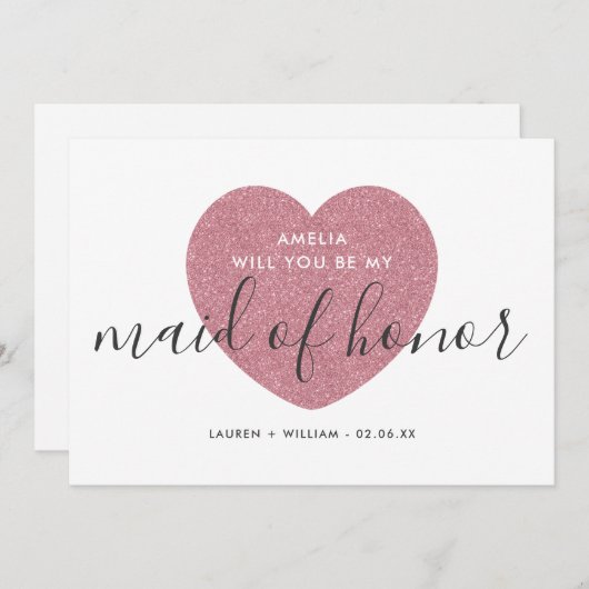 マイカードになりますか-メイド・オブ・オーナー（花嫁付き添い人）がきらめきました 招待状 (正面/裏面)