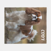 マイキャバリヤキングチャールズ毛布 フリースブランケット (正面(横))