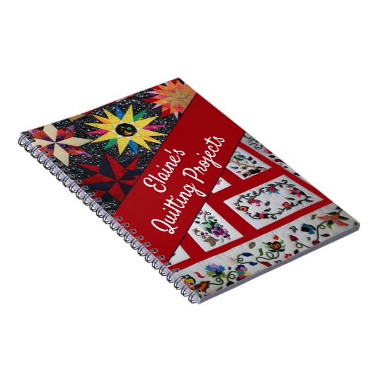 マイキルティングプロジェカラフルクト引用文レッドホワイト文字 ノートブック (右側)