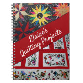 マイキルティングプロジェカラフルクト引用文レッドホワイト文字 ノートブック (正面)