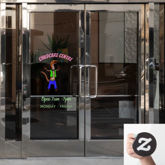 マイクおもしろいガで歌うトカゲ ウィンドウサイン (オフィスドア)