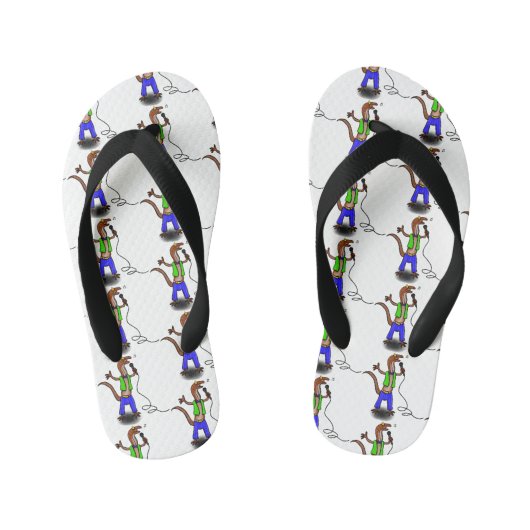 マイクおもしろいガで歌うトカゲ キッズビーチサンダル (フットベッド)