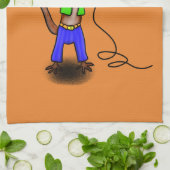 マイクおもしろいガで歌うトカゲ キッチンタオル (折り畳み)