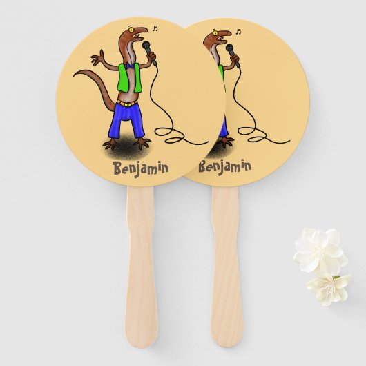 マイクおもしろいガで歌うトカゲ ハンドファン (正面&裏面)