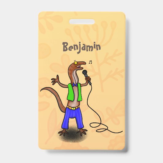 マイクおもしろいガで歌うトカゲ バッジ (正面)