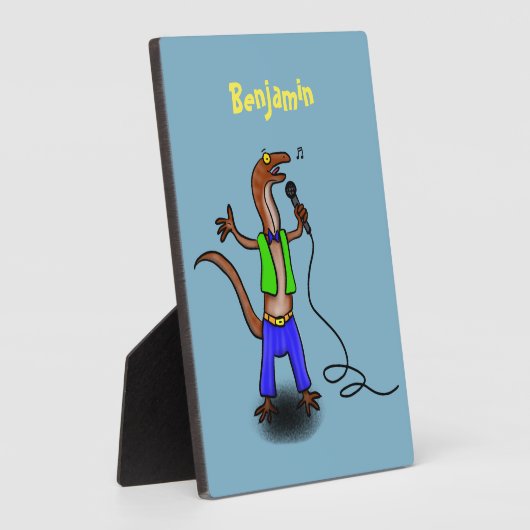 マイクおもしろいガで歌うトカゲ フォトプラーク (側面)