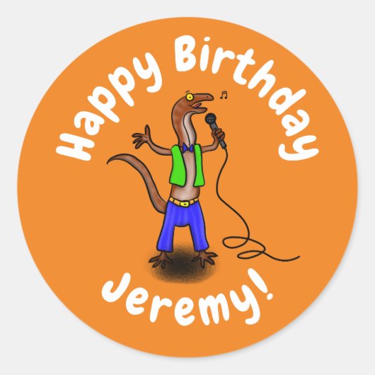 マイクおもしろいガで歌うトカゲ ラウンドシール (正面)