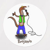 マイクおもしろいガで歌うトカゲ ラベル (デザイン1)