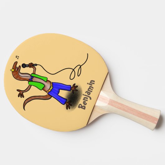 マイクおもしろいガで歌うトカゲ 卓球ラケット (横)