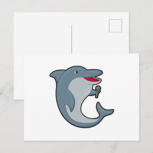 マイクで歌うイルカ ポストカード (正面/裏面)