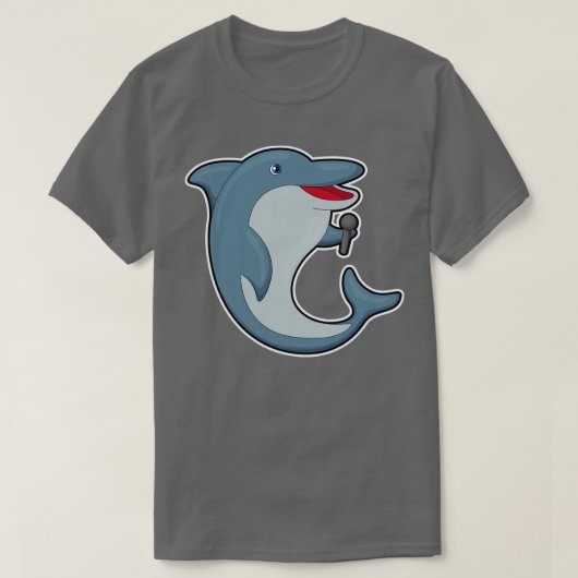 マイクで歌うイルカ Tシャツ (デザイン正面)