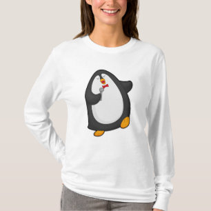 マイクとネクタイで歌うペンギン Tシャツ