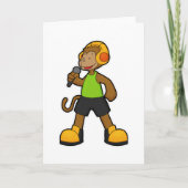 マイクとヘッドフォンをつけたサルが歌手 カード (正面)