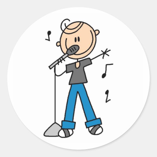 マイクのステッカーにスター歌手 ラウンドシール (正面)