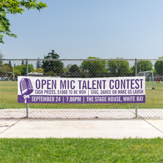 マイクのタレントコンテストまたはコンペを開く 横断幕 (インサイチュ)