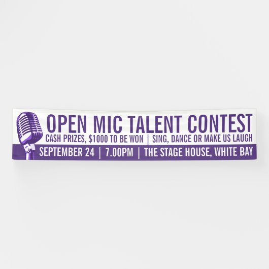 マイクのタレントコンテストまたはコンペを開く 横断幕 (横)