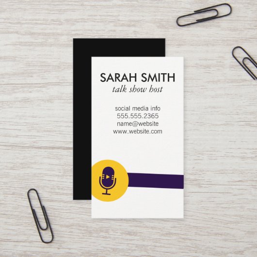 マイクのトークショーロゴ/エンターテイメント 名刺 (正面/裏面インサイチュ)