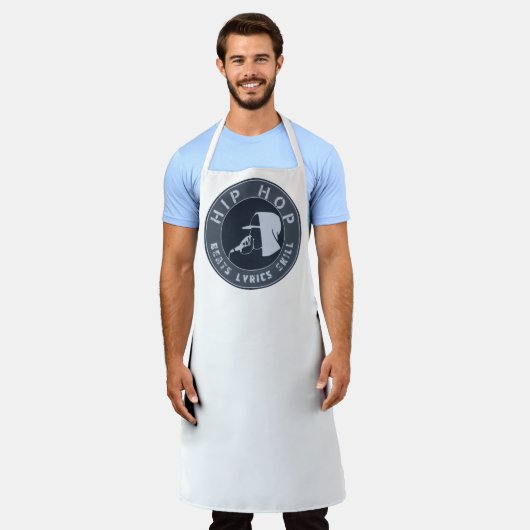 マイクのフード付きスウェットシャツを叩くヒップホップの男 エプロン (着用した状態)