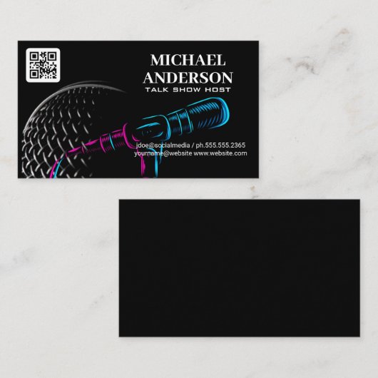 マイクのロゴ | ポッドキャストVlogger 名刺 (正面/裏面)