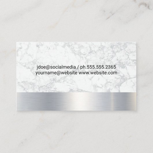 マイクのロゴ |大理石の金属トリム 名刺 (裏面)