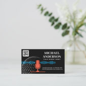 マイクのロゴ | Podcastホスト | QRコード 名刺 (スタンド正面)