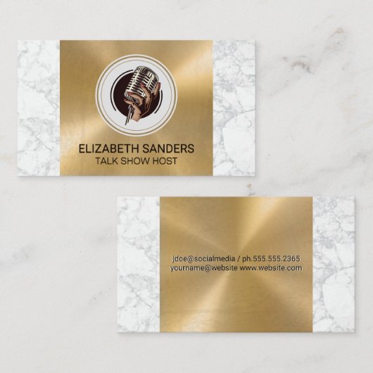 マイクの保持 |大理石金ゴールドメタル 名刺 (正面/裏面)