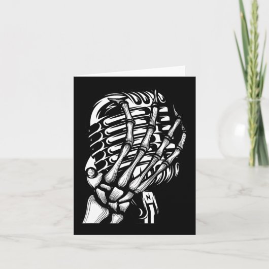 マイクの岩にスケルトンの手を巻きSバンドティー カード (正面)