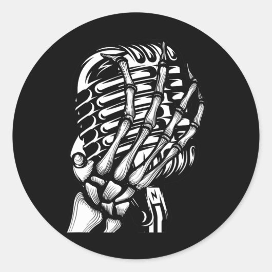 マイクの岩にスケルトンの手を巻きSバンドティー ラウンドシール (正面)