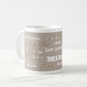 マイクの幸せな記念日のベージュ夫のマグ コーヒーマグカップ (正面左)