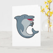 マイクを持って歌うイルカ カード (黄色い花)