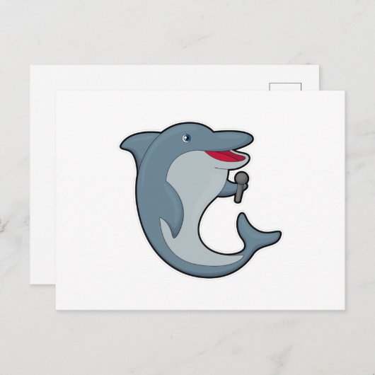 マイクを持って歌うイルカ ポストカード (正面/裏面)