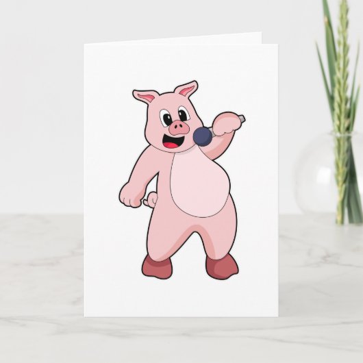 マイクを持って歌う豚 カード (正面)