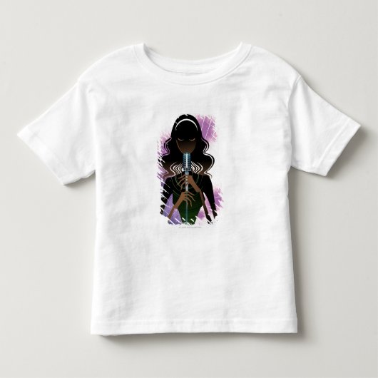マイクを持つ女性のポートレート トドラーTシャツ (正面)