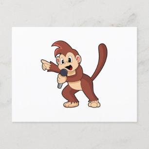 マイクを持つ歌手のサル.PNG ポストカード