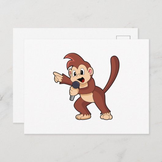マイクを持つ歌手のサル.PNG ポストカード (正面/裏面)