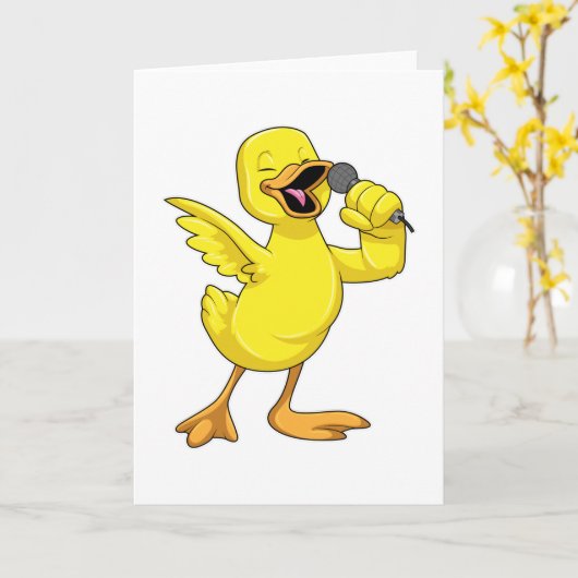 マイクを持つ歌手のダック カード (黄色い花)