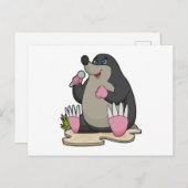 マイクを持つ歌手のモグラ ポストカード (正面/裏面)