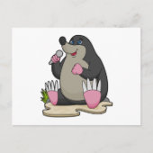 マイクを持つ歌手のモグラ ポストカード (正面)