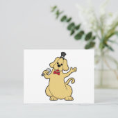 マイクを持つ歌手の犬 ポストカード (スタンド正面)