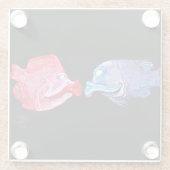 マイククウィン著"キスをするな魚"の芸術 ガラスコースター (裏面)