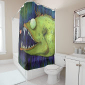 マイククウィン著"空腹なNed"の魚の水彩画 シャワーカーテン (インサイチュ)